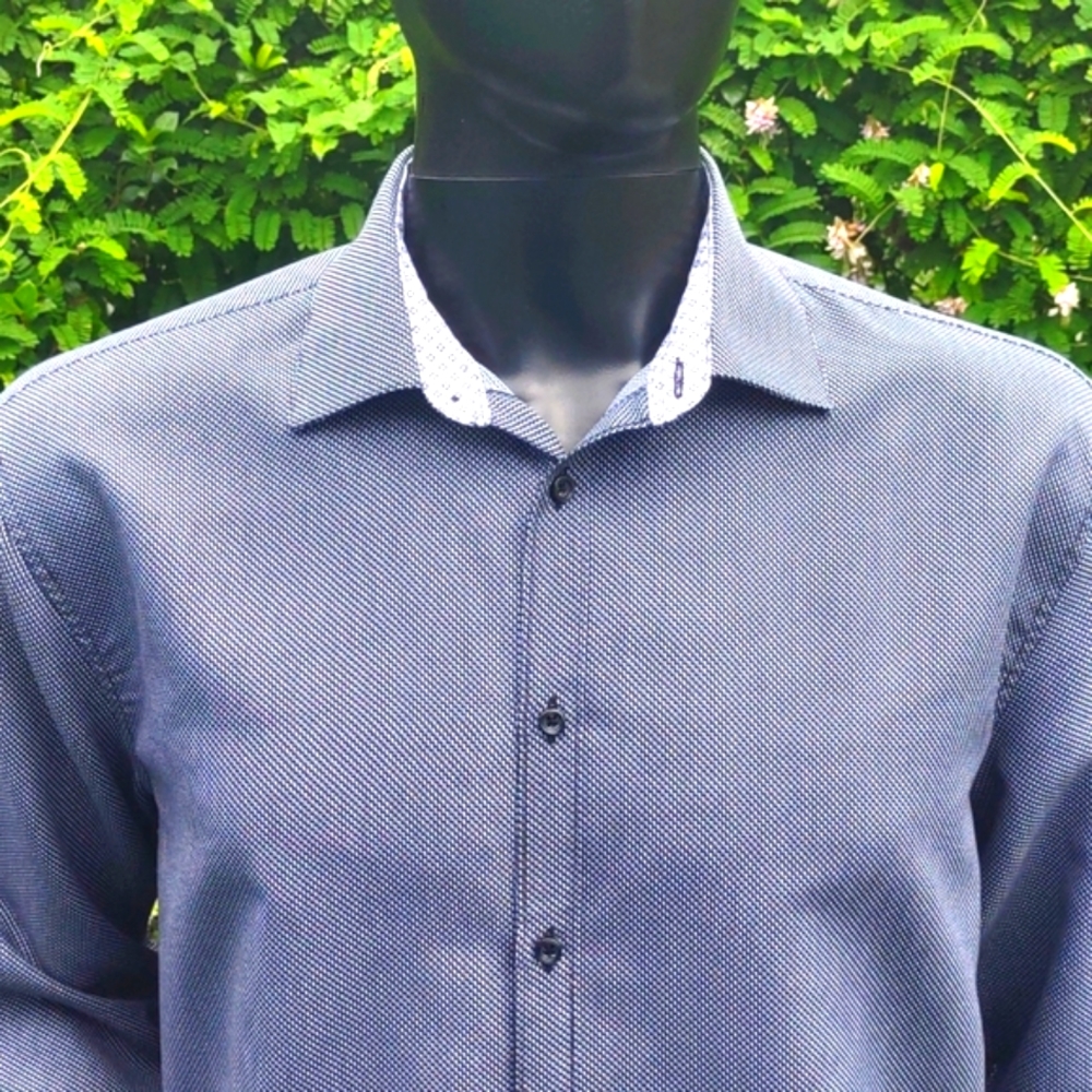 CALABRUM LONDON MEN'S GEO PRINT PERFORMANCE DRESS SHIRT